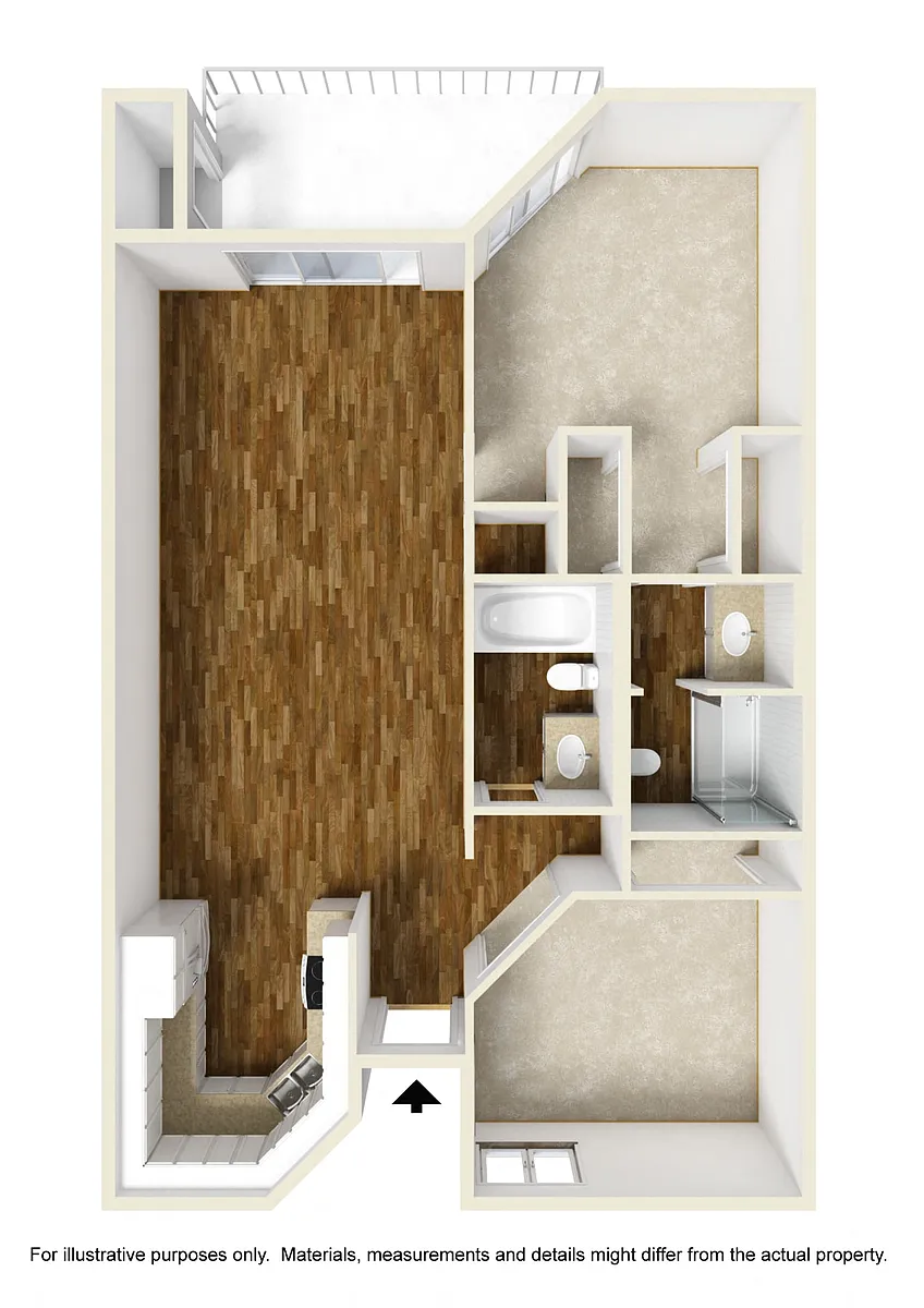 Floor plan 2 Bedrooms, 2 Bathrooms C