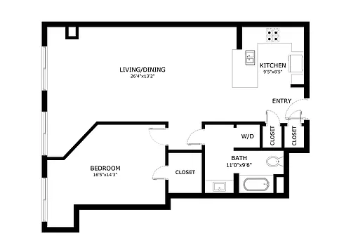 Floor plan One Bedroom One Bathroom
