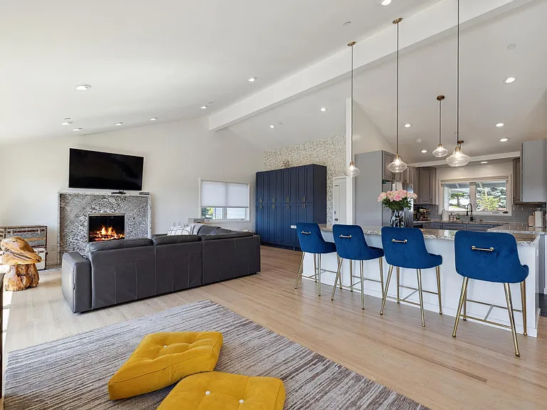 Living, island, kitchen
