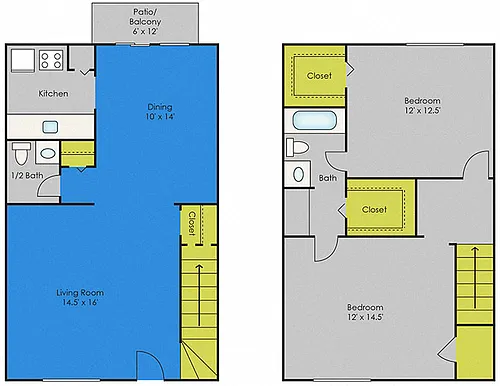 Floor plan Two Bedroom TH
