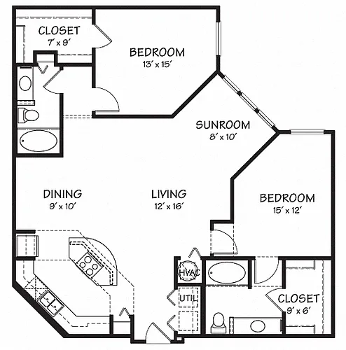 Floor plan Two C with Sunroom