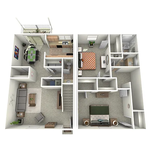 Floor plan 2 Bedroom One and a Half Bathroom-Market