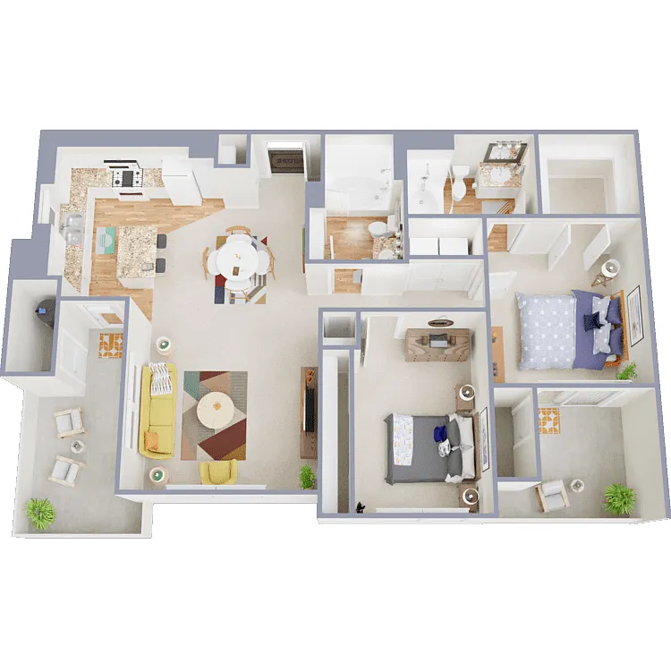 Floor plan Two Bedroom Two Bath Model A