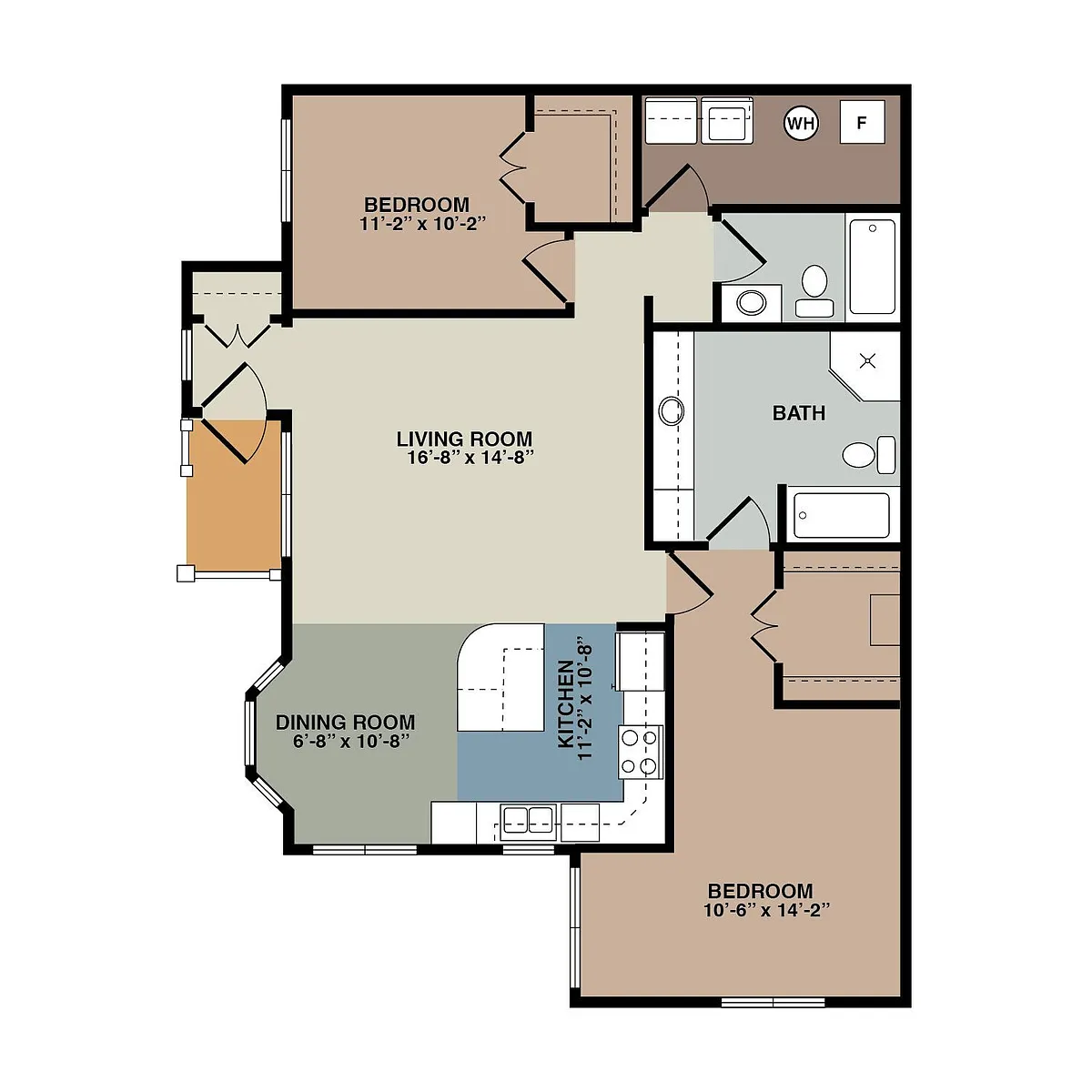 Floor plan 8 Plex 2 Bedroom 2 Bathroom Lower