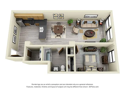 Floor plan 1 Bedroom / 1 Bathroom