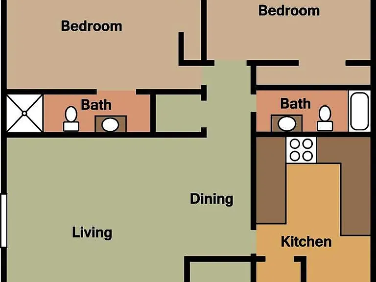 2-bed 2-bath layout