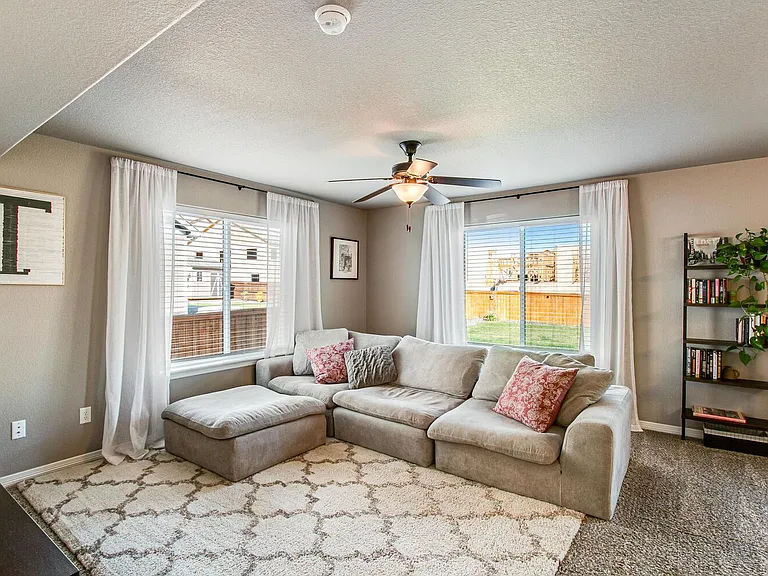 Large windows provide lots of light for the living room!