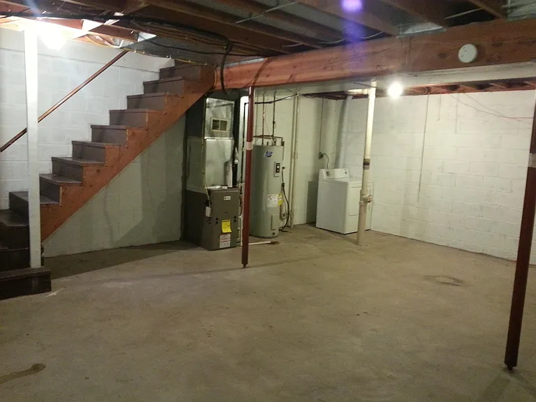 Washer and dryer hookups in basement.