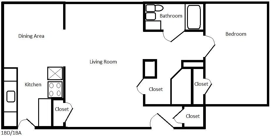 Floor plan Cool Vintage One Bedroom Apartment
