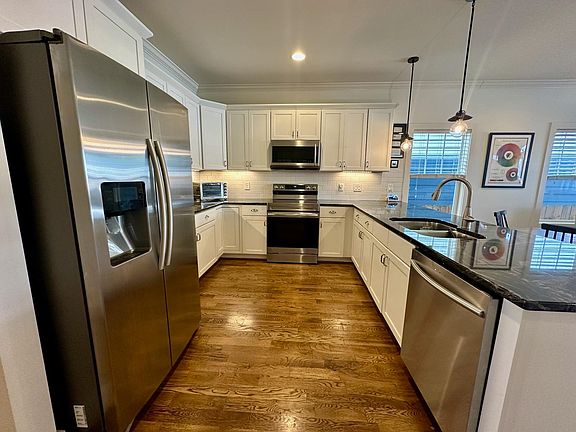 Kitchen with all stainless appliances.