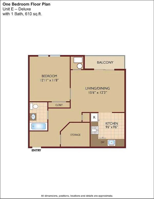 Floor plan $2.98/sq.ft. - Unit E - Deluxe
