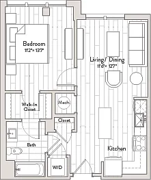 Floor plan 1 Bed/1 Bath-A2m2