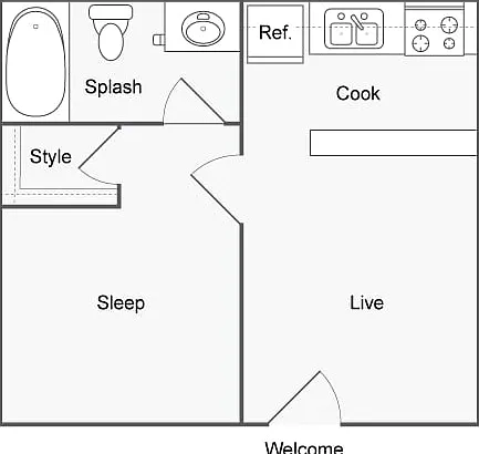 1 BR x 1 BA Floorplan 1 BR x 1 BA Floorplan