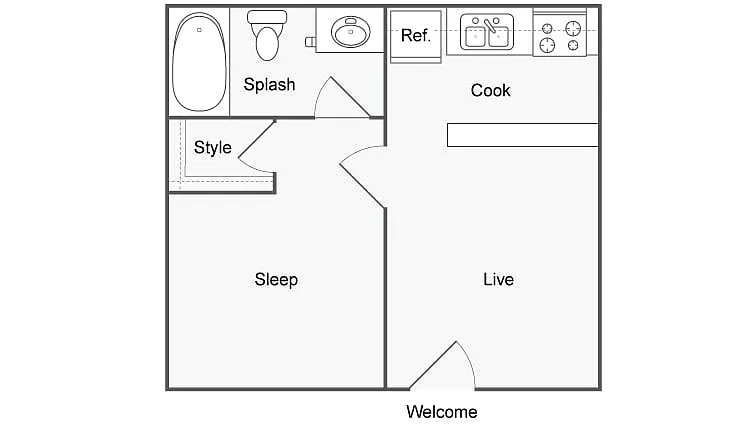 Floor plan 1 BR x 1 BA