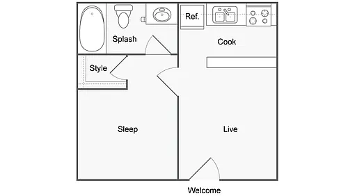 Floor plan 1 BR x 1 BA