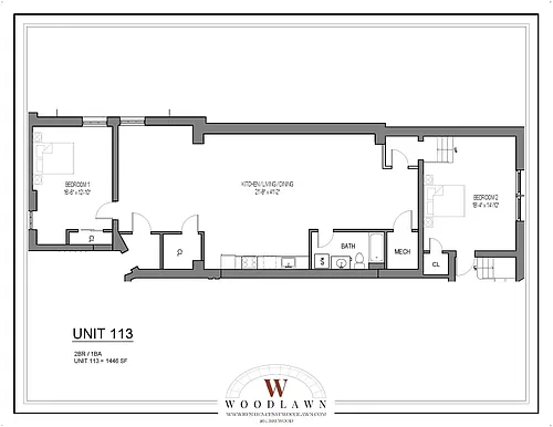 Floor plan Two Beds - One Bath
