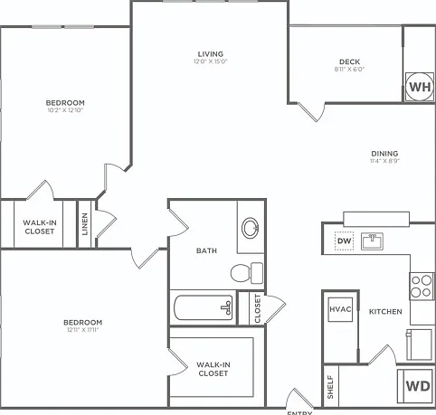 Two Bedroom One Bath (942 SF) Two Bedroom One Bath (942 SF)
