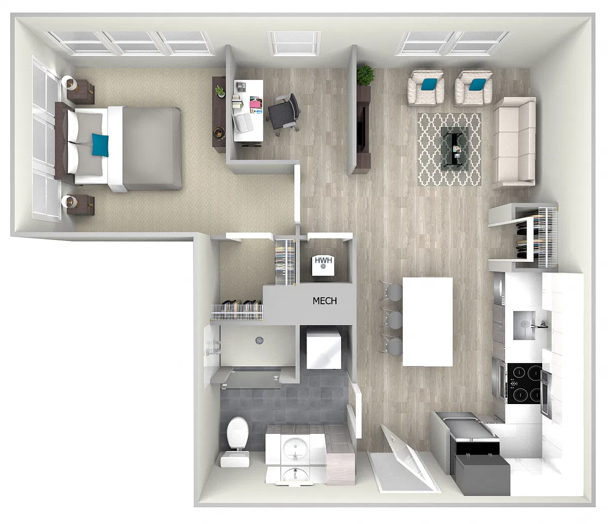 Floor plan 78aA2 One Bed One Bath