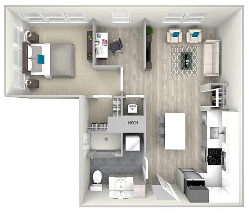 Floor plan 78aA2 One Bed One Bath