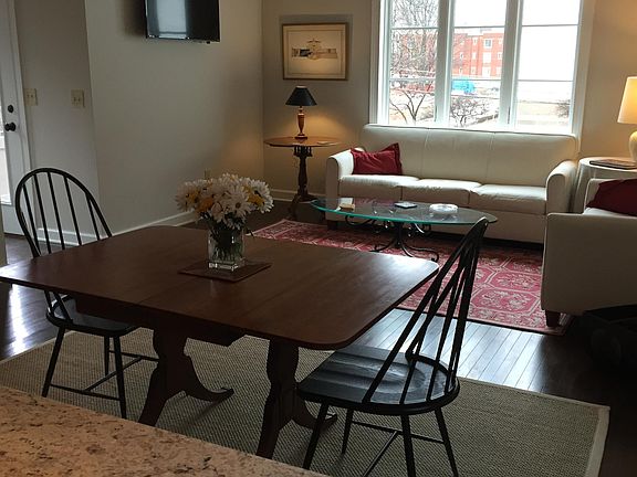 View of the living/dining area from the kitchen.