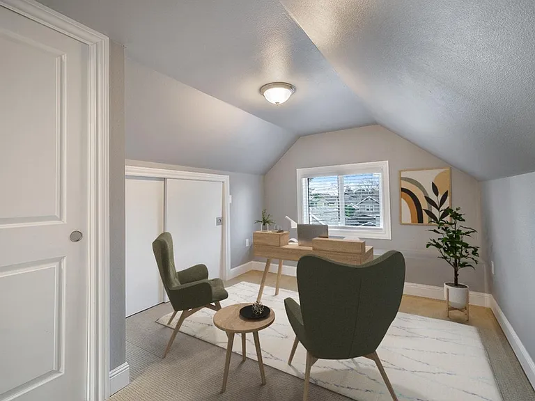 Office 1. This image shows a virtually furnished space. This space comes unfurnished but can be beautifully furnished by our in-house design team for an additional fee.