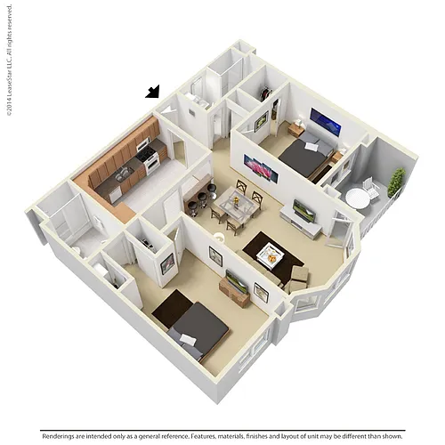 Floor plan 2 Bedroom - B1