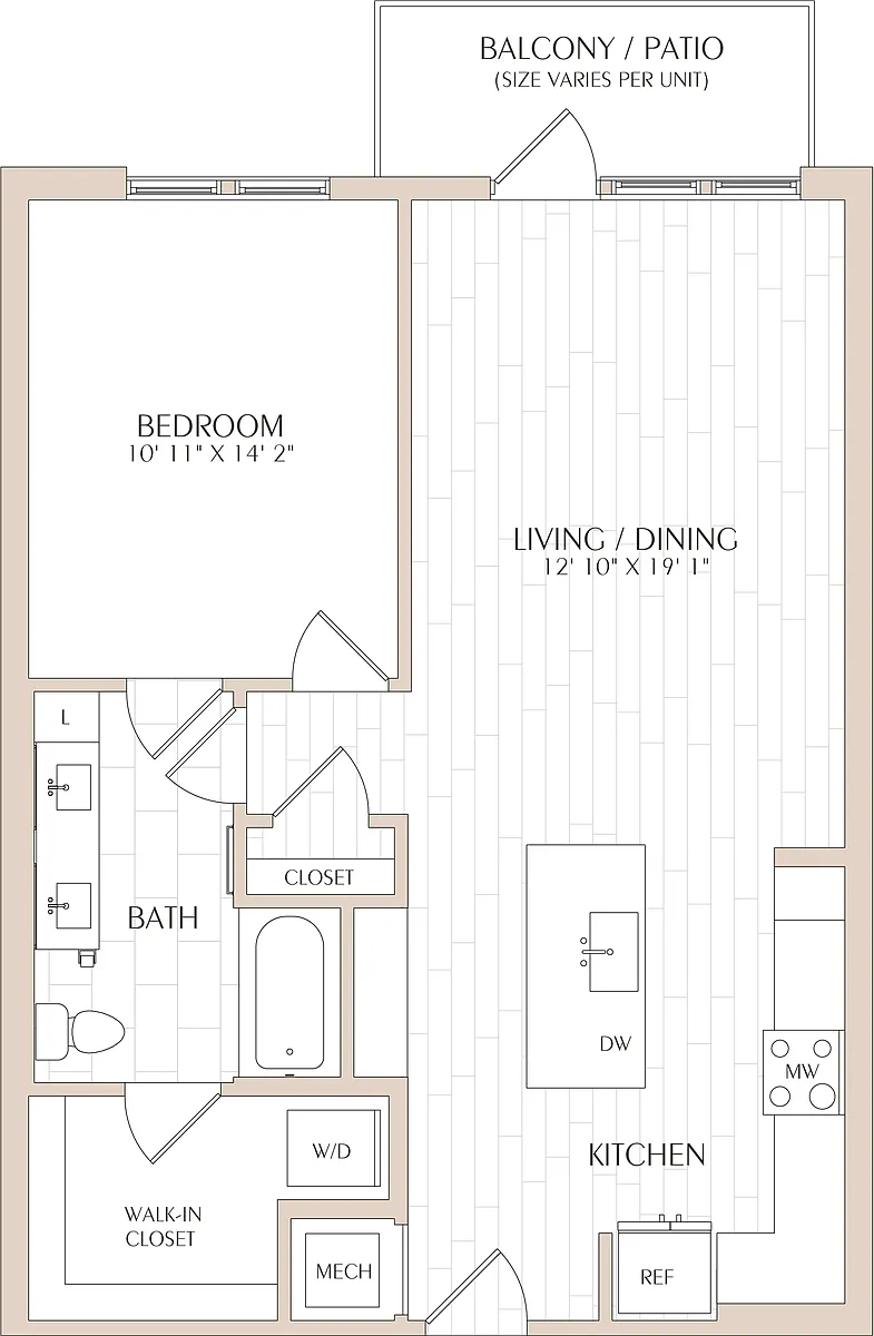 Floor plan 1 Bed/1 Bath-A02d