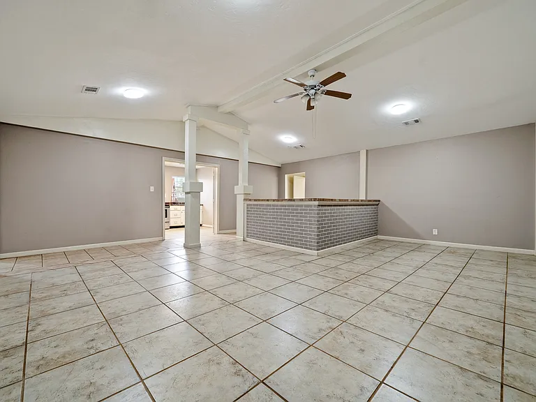 Open living flows to kitchen