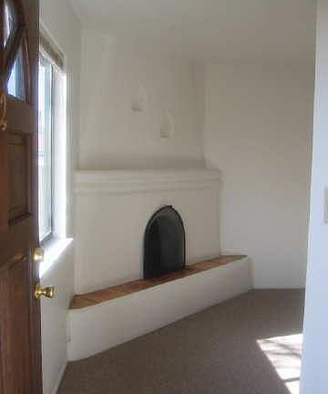 Kiva fireplace as seen from front door