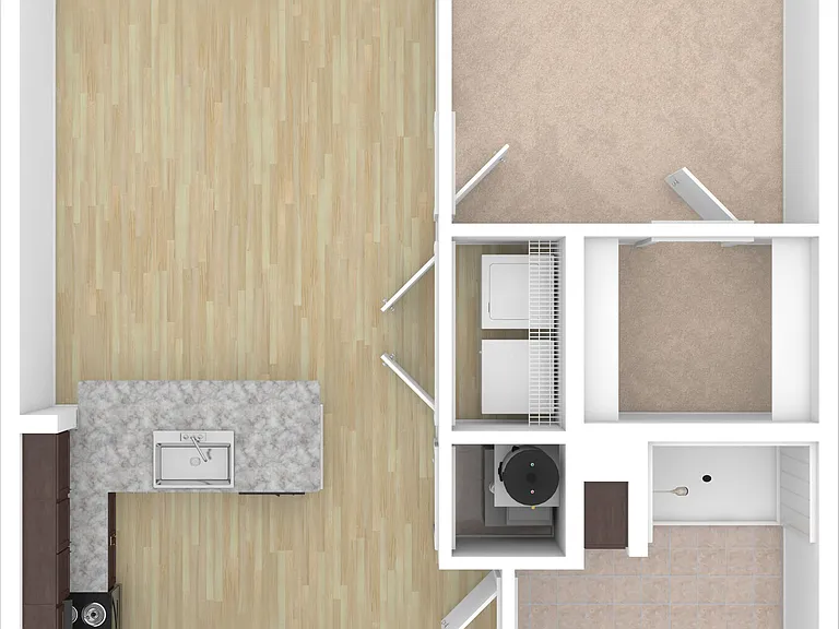 Cedar - 1 Bed, 1 Bath, 660 sq. ft.