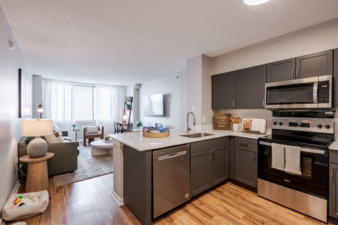 Open living spaces at 15 Bank Apartments in White Plains, NY 10606