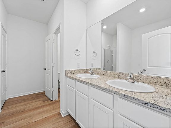The master bath has a spacious vanity with two sinks!