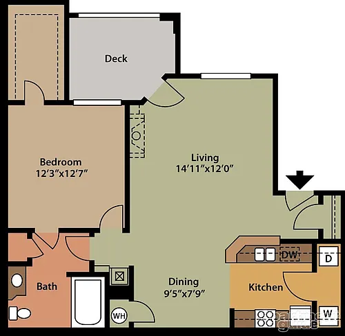 Floor plan One bedroom / One bathroom