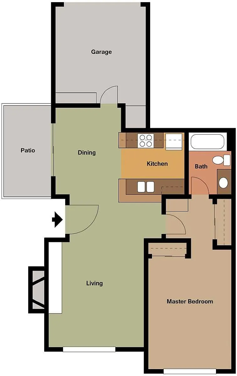 Floor plan 1 Bed 1 Bath Apt