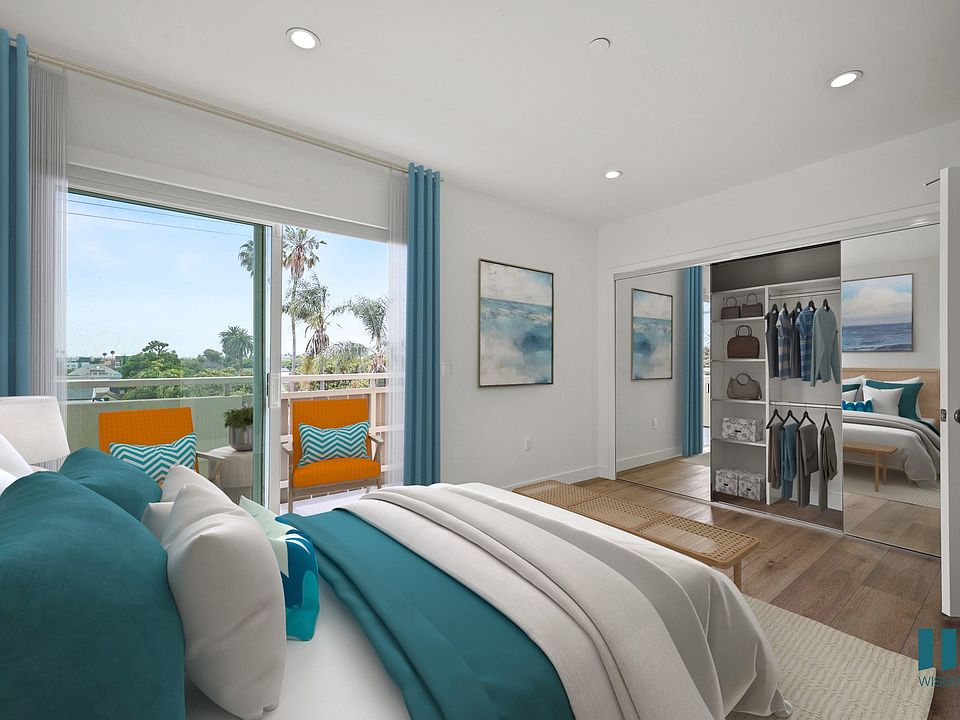 Large-Size Bedroom with Mirrored Closet with Built-In Organizers,Vinyl FLooring, Recessed Lighting, and Patio - Pacific Floor Plan
