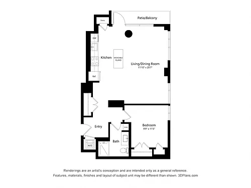 Floor plan A011 - 1 Bedroom