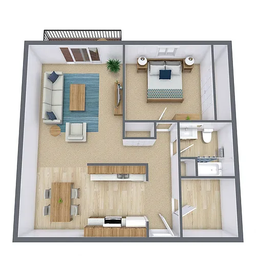 Floor plan One Bedroom 11B