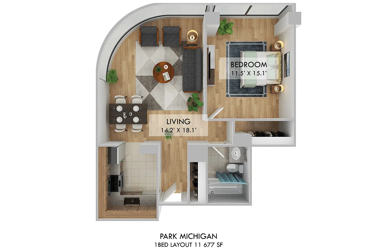 Floor plan 1bd 1ba 11