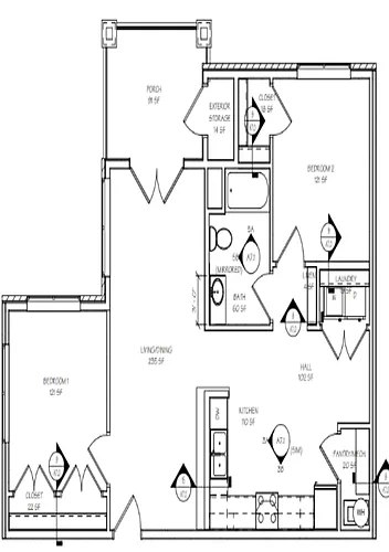 Floor plan 2 BR | 1 BA
