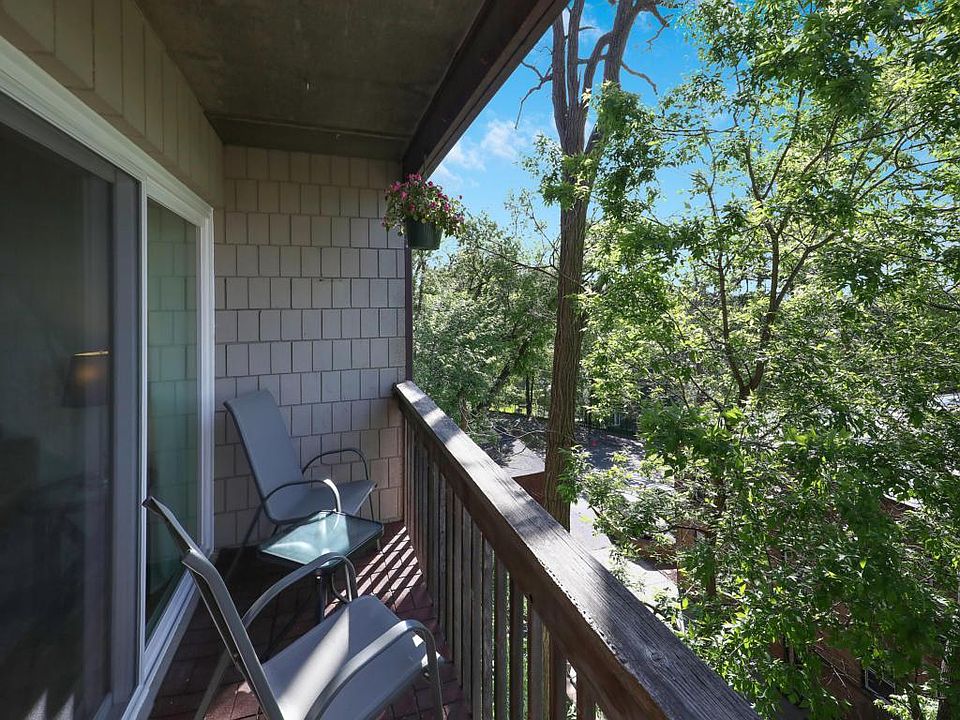 Private balcony offers plenty of space for seating, bike storage, etc.