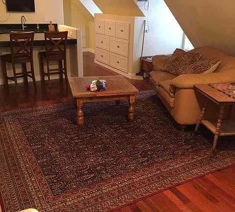 View of the sitting area from the entrance.
