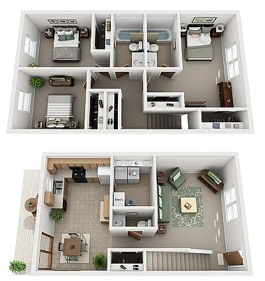 Floor plan 3 Bedroom 2.5 Bath on Hoosier Court