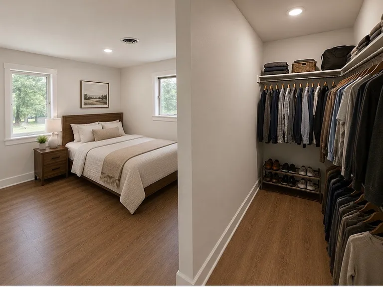 Bedroom upstairs with closet