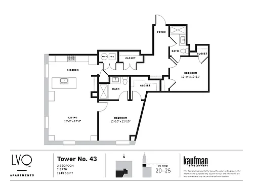 Floor plan Tower No. 43 (w/den)