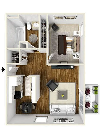 Floor plan A1 1x1 Renovated