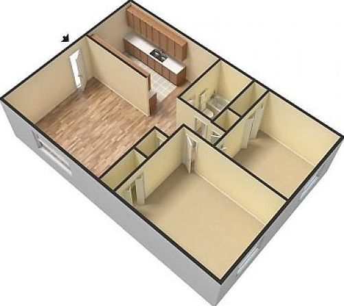 El Madrid 2 Bedroom Floor Plan 3D El Madrid 2 Bedroom Floor Plan 3D