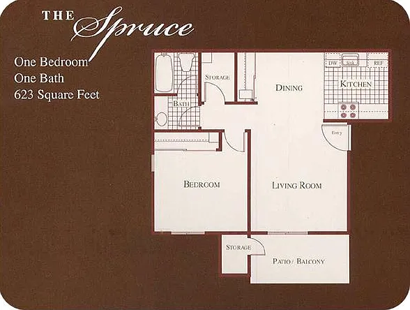 1 Bedroom 1 Bathroom 623 SQ Ft.