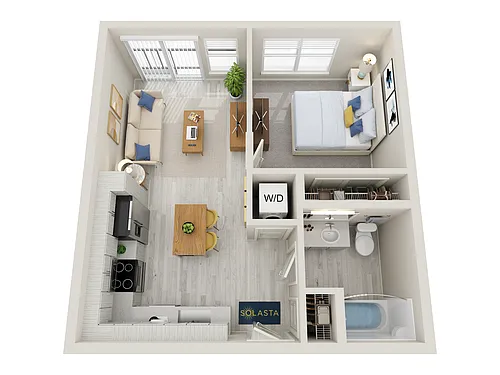 Floor plan 1BD, 1BTH A2