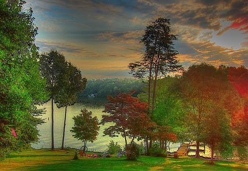Waterfront views from back yard deck