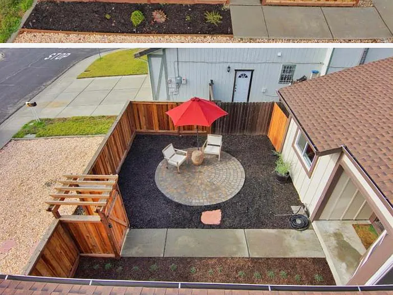 Private fenced in front yard